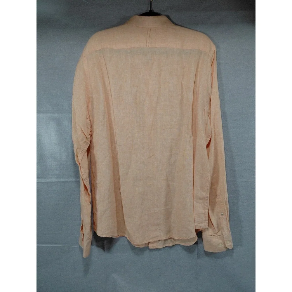 Banana‎ Republic Camden Fit Linen Button Down Shirt Men's LG Long Sleeve Orange